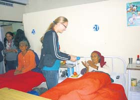 Students of the Round Square Senior Regional Conference, being held at Lawrence School, Sanawar, visit cancer patients at IGMC in Shimla