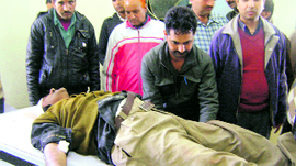 An injured passenger who was brought to the GMCH, Jammu, from Thathri after the fatal accident on Saturday.
