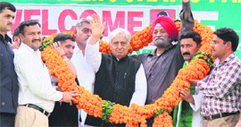 PDP Patron Mufti Mohammad Sayeed during a public meeting in Jammu on Saturday.