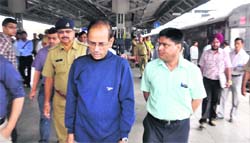 CORE General Manager Jagdev Kalia inspects the Jammu railway station