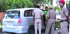 The accused in police custody in Jalandhar on Saturday.