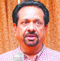 Makhan Tut addresses mediapersons in Jalandhar on Saturday.