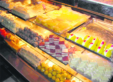 Sweets on display at a sweetmeat shop in Ludhiana. 