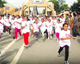 Residents take part in the marathon organised in Amritsar on Sunday