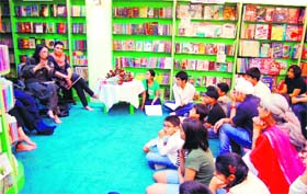 Historian from Pakistan Dr Ayesha Jalal delivers a talk at a library in Amritsar on Sunday