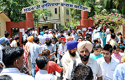 Candidates and their parents throng the Government Rajindra College in Bathinda