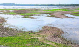 small islands seen dotting the lake.