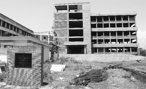 A view of the new block, which is under construction, at the General Hospital in Sector 6 of Panchkula.