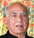 National vice-president of the BJP Shanta Kumar addresses mediapersons in Dharamsala on Sunday. 