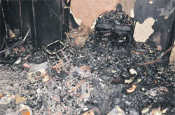 Goods worth crores were gutted in a fire that broke out at the three-storeyed Kala Mandir showroom in Model Town in Jalandhar on Sunday. 