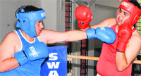 A boxing match in progress at the Sector 42 Sports Complex in Chandigarh