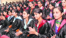 Students all smiles at the annual convocation of the Gian Jyoti Institute of Management and Technology in Mohali