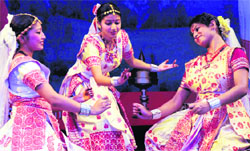 An Assamese dance being performed at the annual Rangoli Bihu-2012 programme organised by the Asom Association in Dehradun