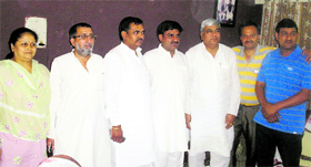 Some of the municipal councillors who participated in a meeting at the residence of former chairman Ashok Chhabra (second from left) in Sonepat.