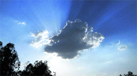 The sun peeks out of the clouds at Karnal.