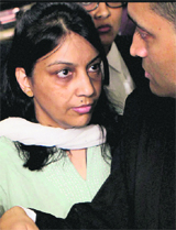Nupur Talwar arrives at the Supreme Court in New Delhi on Friday.
