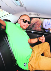 Yuvraj Singh in a jubilant mood on his return to Chandigarh on Tuesday after his treatment of cancer in the USA