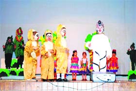 Students of St Josesphs Academy perform at the investiture and school day function in Dehradun on Tuesday