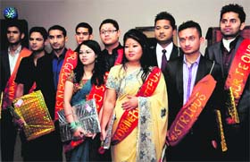 Students of the Mahar Institute of Hospitality during a farewell party in Dehradun on Tuesday