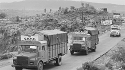 Government trucks loaded with official records on way to Srinagar.