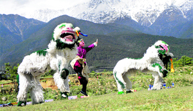 Tibetan artistes present a traditional dance during the opening ceremony of the 24th All-India Shaheed Durga Mal Bahadur Memorial Gold Cup Football Tournament in Dharamsala.