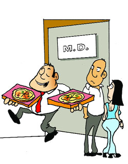 In lieu of target bonus and LTC the boss has promised to give us a family pizza each month.
