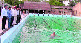 The swimming pool that was inaugurated at Rakh Bagh in Ludhiana on Tuesday.