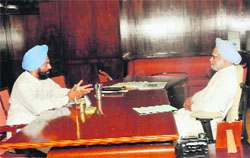 Guruharsahai MLA Rana Gurmeet Singh Sodhi with Prime Minister Dr Manmohan Singh in New Delhi. 