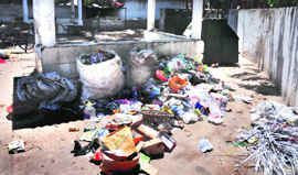 Garbage lies at the Sector-15 centre . Tribune Photo: S Chandan