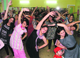 A yoga session under way at Cherrylane school in Ludhiana.