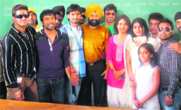 The cast and crew of Punjabi film Khauf-The Hand in Amritsar on Friday. 