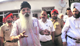 An MC employee on the district court premises in Mohali on Friday.