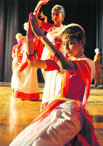 Students perform a dance during the annual function of Kendriya Vidyalaya, Sunjuwan, at Jammu University