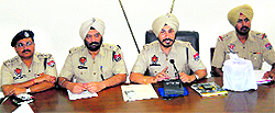 SSP Inderbir Singh (second from right) briefs mediapersons in Khanna