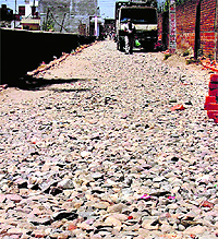 The view of a road in Bajigar Basti
