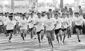 Athletes take part in Marathon race organised at Panchkula on Saturday