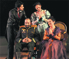 Artistes perform the play Chekhov ki Duniya at Vivek High School, Sector 38, Chandigarh, on Sunday. 