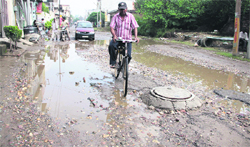 A road in the Gujja Peer area of Ward numder 4 in a pathetic condition.