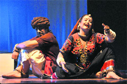 Artistes perform the play Adamzat during the Yayawar Theatre Festival at Vivek High Scool, Sector 38, Chandigarh, on Monday.