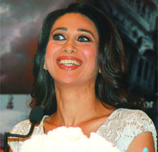 Bollywood actor Karisma Kapoor at a promotional event of her comeback Hindi movie Dangerous Ishq in New Delhi on Monday.