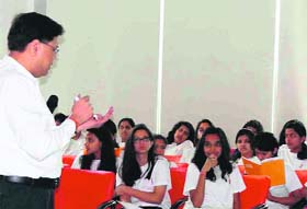 Ajay Agarwal, Director, Rapid Learning System Private Ltd., Kolkata. holds a workshop at Unison World School in Dehradun on Monday