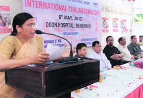 Dignitaries at a function held to mark International Thalassaemia Day at Doon Hospital on Tuesday