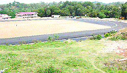 The synthetic athletics track, which is being constructed at Netaji Subhas Chandra Bose Memorial Post Graduate College in Hamirpur