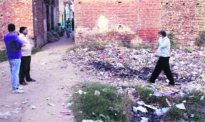 Garbage greets visitors to the Santokhpura locality of Ward Number 6 in Jalandhar.