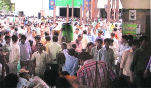 A heavy rush of passengers on the Ludhiana railway station.