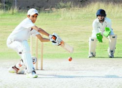 A match between the PCC and the CCA under way at Barwala in Panchkula district on Wednesday.