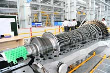 The Siemens steam turbine and compressor manufacturing facility in Maneja, Gujarat. India's industrial output shrank in March for the first time in five months, piling pressure on the RBI and other policymakers to act quickly to boost the stumbling economy. 