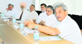 Punjab Planning Board vice-chairman R. Gupta speaks at the PGRC meeting in Chandigarh. 