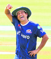 Sachin Tendulkar during a practice session on Friday. 