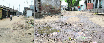 Ill-maintained and potholed roads with garbage littered all over ward no 15 in Ludhiana. 